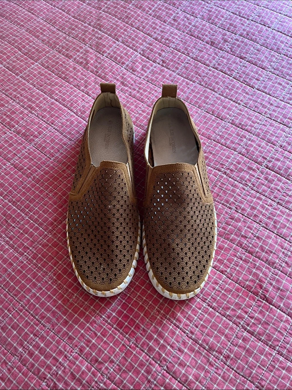 Men's Breathable Perforated Slip-On Loafers in Brown